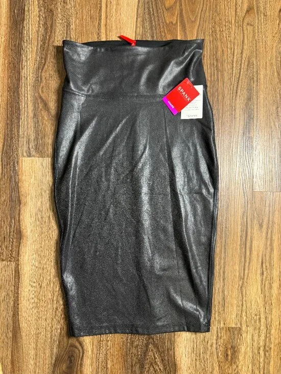 NWT Spanx Faux Leather Pencil Skirt High Waisted Black SZ. M Tummy Control - Picture 2 of 6
